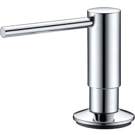 Zolginah – Distributeur de savon liquide inox plaqué chrome 300 ml – Bec pivotant 360° – Recharge par le haut – Design encastrable pour cuisine