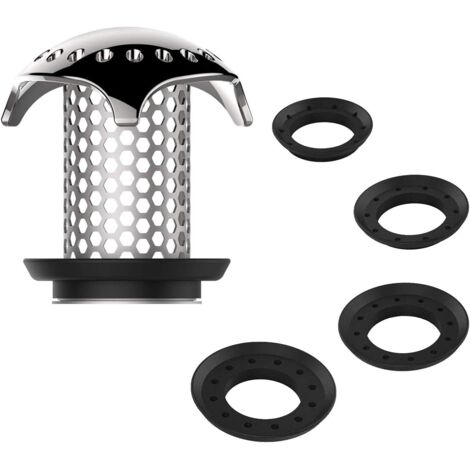 ZOLGINAH Filtre à Baignoire Attrape Cheveux Filtre en Acier Drain Hair Catcher Inoxydable pour drain de douche,tailles de drain de 3.5cm à 4.5cm,4 caoutchouc - Acier Inoxydable 304.