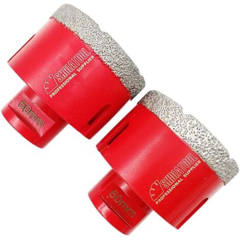 ZOLGINAH Forets Diamant 2 Pièces 60mm Trépans de Forage avec Filetage M14 pour Perçage à sec en Porcelaine Carrelage Granit Marbre