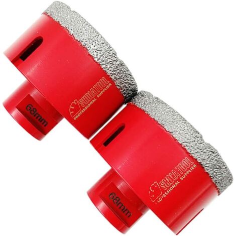 ZOLGINAH Forets Diamant 2 Pièces 68mm Trépans de Forage avec Filetage M14 pour Perçage à sec en Porcelaine Carrelage Granit Marbre