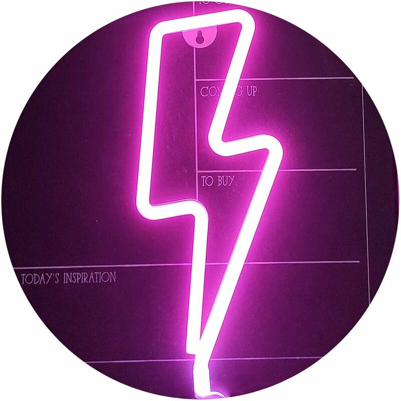Image of Forma di fulmine led Insegna al neon Luce Arte decorativa Luci Decorazione da parete per cameretta Forniture per feste di nozze di Natale (Pink Neon