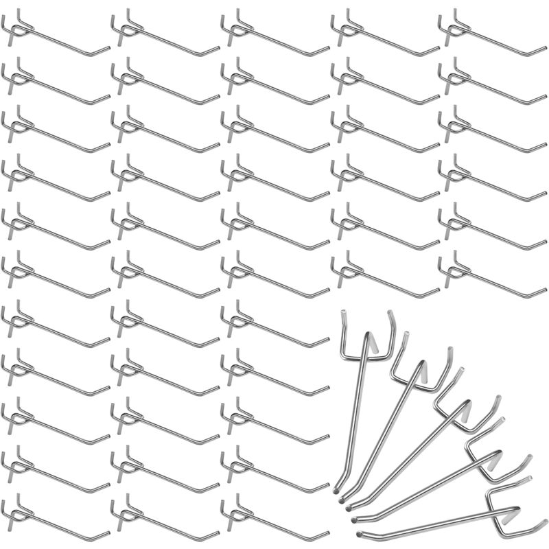 Image of ZOLGINAH Ganci per pannelli forati in acciaio da 50 pezzi - 10,5 cm - Gancio per pannelli forati da ufficio per organizzare gli strumenti del banco