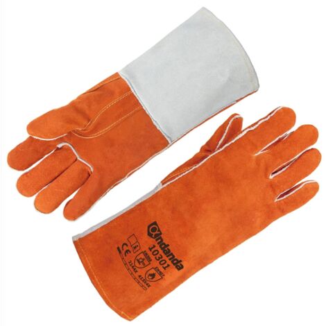 ZOLGINAH Guante de Soldadura, Guantes de Protección en Cuero, Aramida, Resistencia a la Abrasión, Desgarro, Desgaste, Altas Temperaturas, para Trabajos de Bricolaje/Soldadura, Guantes de Trabajo, 1 Pa