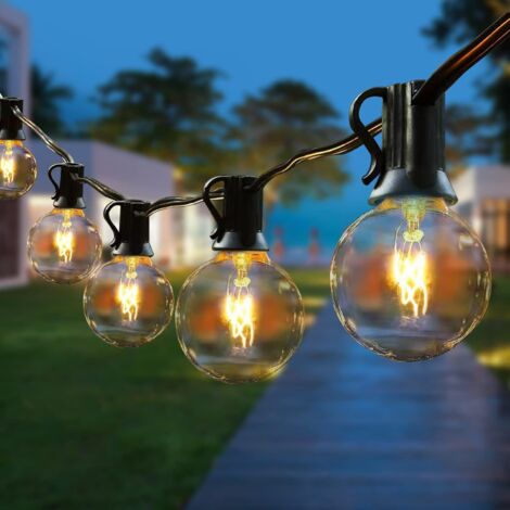ZOLGINAH Guirlande Lumineuse d'Extérieur 7,62 m 25 Ampoules avec 2 Ampoules de Rechange Guirlande Lumineuse Connectable Etanche IP65 Parasol de Jardin Terrasse Pergola pour Mariage Blanc Chaud