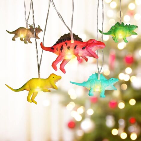 ZOLGINAH Guirlande lumineuse Dino - 10 LED - 2 m - USB - Veilleuse réaliste - Figurine de dinosaure - Lumière chaude - Arbre de Noël - Clôture murale