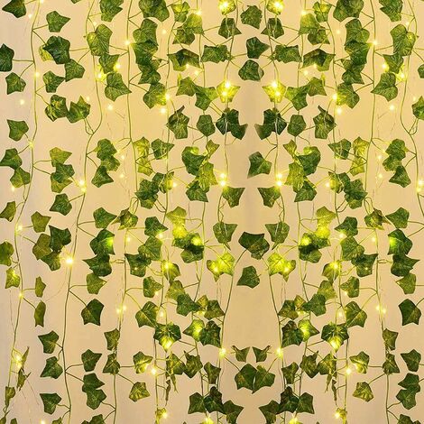 ZOLGINAH Guirnalda de Luces de Hojas de 10M, Plantas Artificiales con 100 LED y Hoja Verde, Guirnalda de Luces LED para jardín, Patio, hogar, Patio, decoración de Fiestas de Bodas