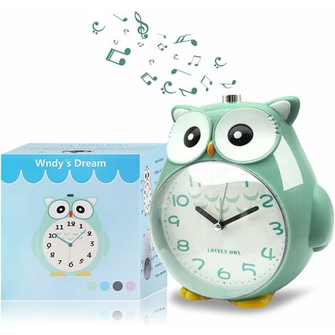 ZOLGINAH hiboux réveil sans tac pour Enfants silencieuse avec veilleuse et Alarme Forte-vert