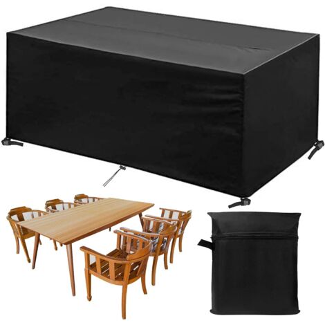 ZOLGINAH Housse Salon de Jardin Extérieur, Bâche Table Meuble Imperméable, Protection pour Mobilier de Jardin Rectangulaire, Coupe-Vent Tissu Oxford 420D avec Corde Boucle Verrouillage (200X200X80cm),