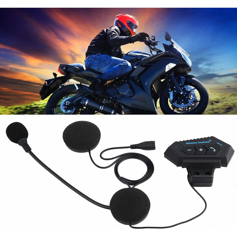 Image of Interfono per moto, 1 paio di caschi per moto Altoparlanti per cuffie bt Supporto per chiamate in vivavoce Auricolare Bluetooth per moto - Zolginah