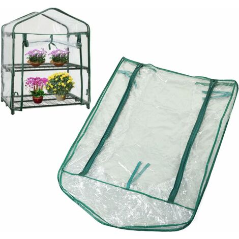ZOLGINAH Invernadero De 2 Niveles Cubierta Impermeable De PVC Transparente Estantes Pequeños Cultivan Plantas Marco De Acero Para Jardín  Sin paleta