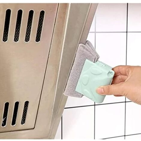ZOLGINAH Juego de 2 cepillos para limpieza de ventanas, ranura para fregadero, vitrocerámica, inodoro, esquinas de la casa, con estropajo y ganchos gratis, gris, mediano
