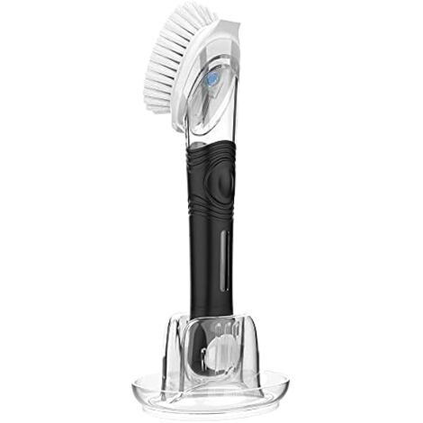 ZOLGINAH Juego de cepillo para platos con dispensador de detergente y estante de almacenamiento, cepillo de cocina para limpieza de ollas y fregaderos