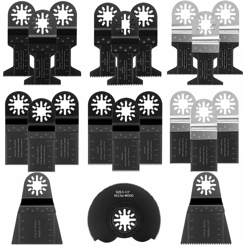 Image of Zolginah - Lama per sega oscillante, kit multiutensile misto da 21 pezzi, con accessori multiutensile oscillanti universali a sgancio rapido per il