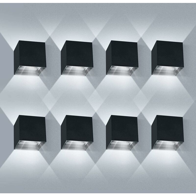 Image of Lampada da parete a led da 8 pezzi 12W Impermeabile IP65 Lampada da parete per esterni regolabile Up Down Design 6000K Bianco - Zolginah