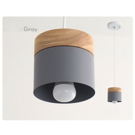 ZOLGINAH Lampadario a sospensione a LED - Plafoniera industriale in legno e metallo Lampadario moderno a soffitto Paralume giallo E27