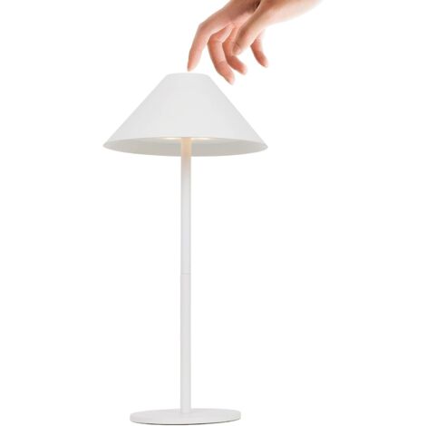 ZOLGINAH Lámpara de mesa inalámbrica, lámpara de escritorio táctil LED 4000 mAh USB recargable regulable, lámpara de noche 3000 K cálida IP54 impermeable interior y exterior (blanco)