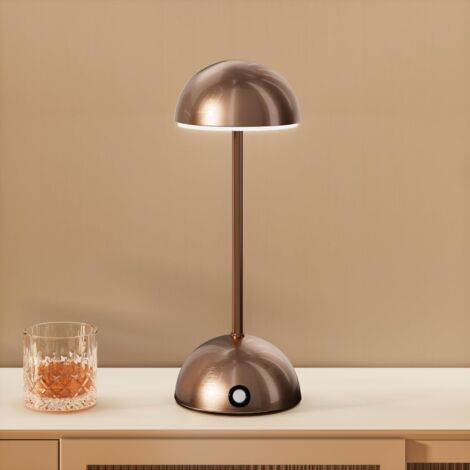 ZOLGINAH Lámpara de mesa recargable, lámpara de mesa inalámbrica regulable, lámpara de noche táctil con temperatura de 3 colores, lámpara de mesa para restaurante, IP54, resistente al agua, bronce