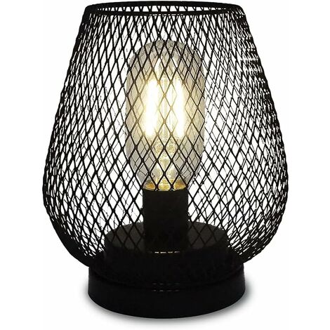 ZOLGINAH Lámpara de Noche Jaula Batería Lámparas de Mesa de Metal Inalámbricas con Bombilla LED Edison Estilo para Dormitorio, Fiesta, Comedor, Oficina (Negro)