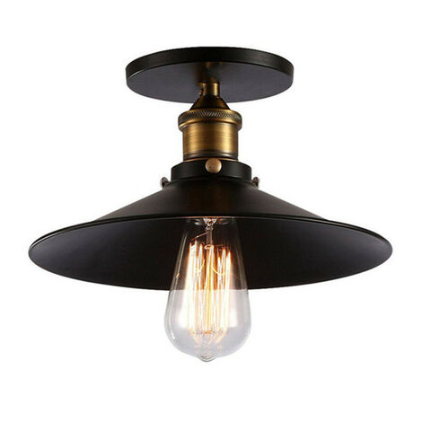 ZOLGINAH Lámpara de Techo Industrial Retro E27 30cm Lámpara de Araña Colgante de Techo Negra