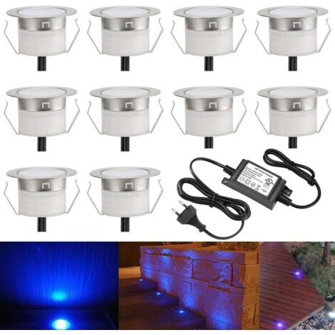 ZOLGINAH Lampe au Sol Spot Encastrable-Lumière réglable (Bleu) étanche IP67 0.6W Ø31mm-éclairage pour terrasse, patio, chemin, mur, jardin, décoration, intérieur et extérieur, 10 pièces