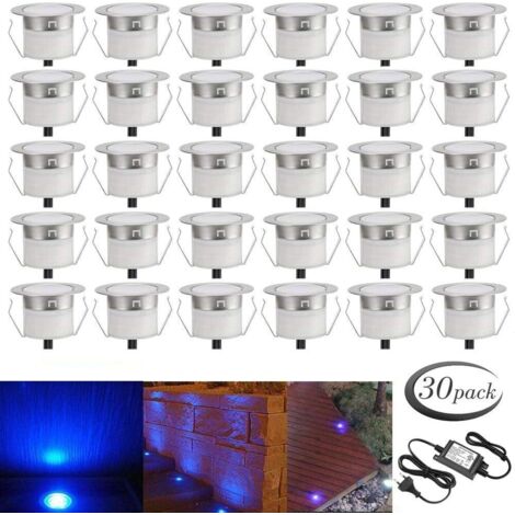 ZOLGINAH Lampe au Sol Spot Encastrable-Lumière réglable (Bleu) étanche IP67 0.6W Ø31mm-éclairage pour terrasse, patio, chemin, mur, jardin, décoration, intérieur et extérieur, 30 pièces