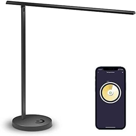 ZOLGINAH Lampe de Bureau LED Connectée, Lampe de Table Wi-Fi Compatible avec HomeKit, Siri, Alexa, Google Home et SmartThings, 2700-6000K Lampe de Lecture Dimmable avec Commande Vocale et Contrôle à D