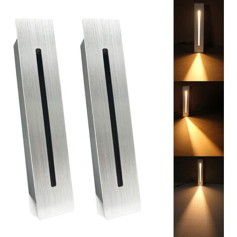 ZOLGINAH LED Encastré Escalier Lumière Étape Lumière 220 V Intérieur Coin Applique Murale Étape Décoration Lampe Couloir Escalier Lampe Avec CREE Puce, 2 pièces, blanc chaud, Silver