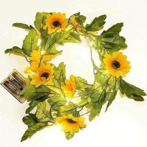 ZOLGINAH Led Guirlandes Lumineuses, 2M 20 LED Guirlandes Guirlande De Tournesols Artificiels Lumière À Piles De Noël Halloween Arbres De Noël Décoratif Jardin Cour Chambre Maison Décoration