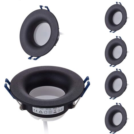 ZOLGINAH Lot 6 Spots LED Encastrables Complet Noir Rond avec Ampoules GU10 Module Blanc Chaud 3000K 5W 430lm eqv. 50W IP20 Dimmable, Spot encastrable Ø 68mm