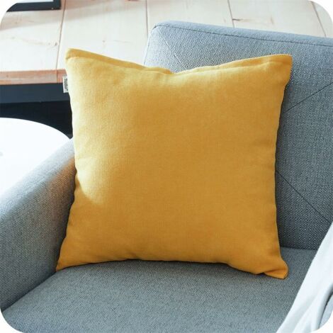 ZOLGINAH Lot de 1 Housse de Coussin 80x80cm Décoratif Canapé en Chenille Housses Coussin Decoration Chambre Carré Couleur Uni pour Chaise,Voiture,Bureau, Jaune Moutarde
