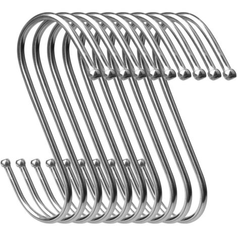 ZOLGINAH Lot de 10 Crochets Suspension, 9cm/3.54'' Petit Crochets en S Inox Multifonctions pour Cuisine, Chambre à Coucher, Salle de Bain, Bureau