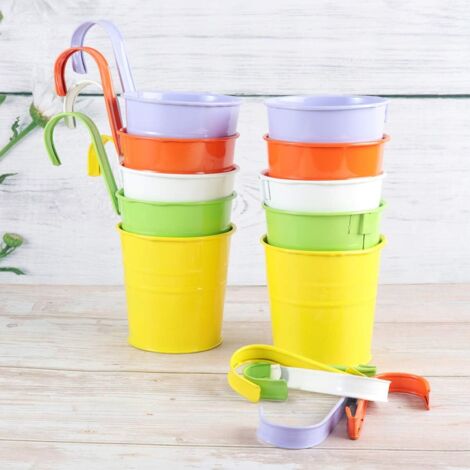ZOLGINAH Lot de 10 Pots de Fleurs à Suspendre en Métal avec Crochet Amovible-Pot de Fleurs Interieur Exterieur Couleur sans Trou de Drainage-Jardiniere Suspendue pour Jardin Balcon Décoration