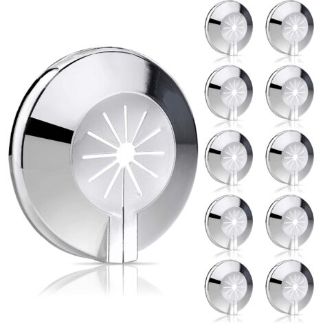 ZOLGINAH Lot de 10 rosaces de recouvrement chromées pour tuyaux de chauffage - Variables pour tuyau de 8 à 22 mm - Couvercle rond - Proset pliable - Rosace de robinet - Montage rapide sans outils