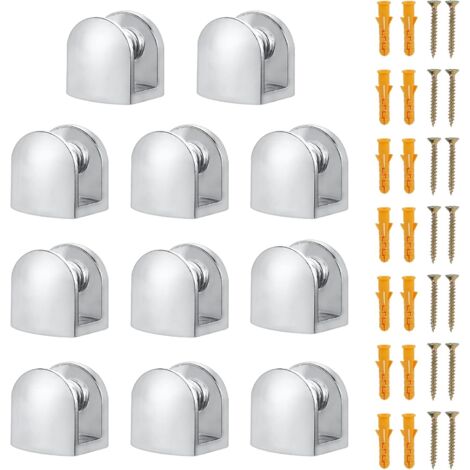 ZOLGINAH Lot de 14 supports de verre réglables en alliage de zinc pour étagère en verre solide pour bibliothèques, vitrines, étagères en verre de salle de bain (5–8 mm)