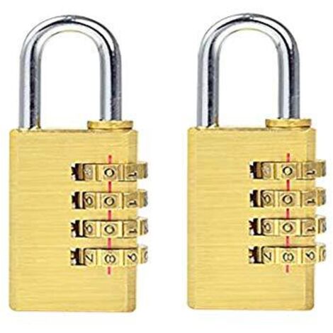 ZOLGINAH Lot de 2 Cadenas à Combinaison à 4 Chiffres,Cadenas à Combinaison in Laiton,Serrure à Combinaison à 4 Chiffres,Laiton Massif,pour Maison,Bureau,Casiers de Rangement,Casiers de Gymnastique