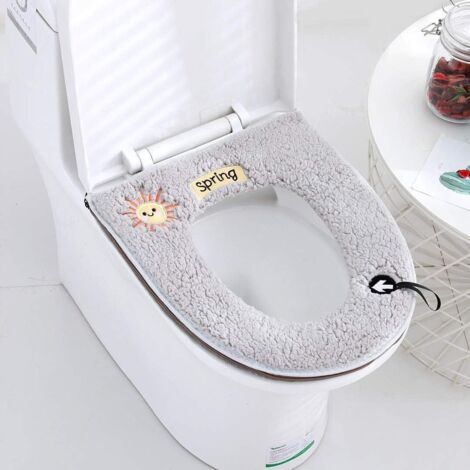 ZOLGINAH Lot de 2 coussins universels doux et chauds pour siège de toilette avec boucle de suspension（gris）