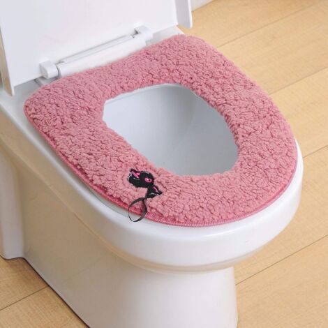 ZOLGINAH Lot de 2 coussins universels doux et chauds pour siège de toilette avec boucle de suspension（rose）