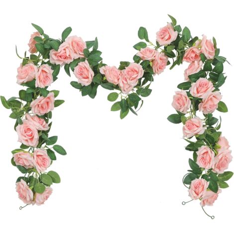 ZOLGINAH Lot de 3 Fleur Artificielle à Suspendre Fleur Rose Guirlande de Lierre Artificiel Guirlande de Rose Paniers Mariage Jardin Décoration (6,0 m Chaque Mèche)