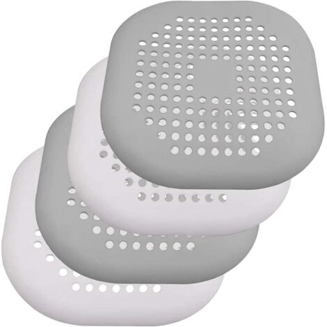 ZOLGINAH Lot de 4 filtres en silicone pour évier de douche, baignoire, lavabo et évier, gris + blanc