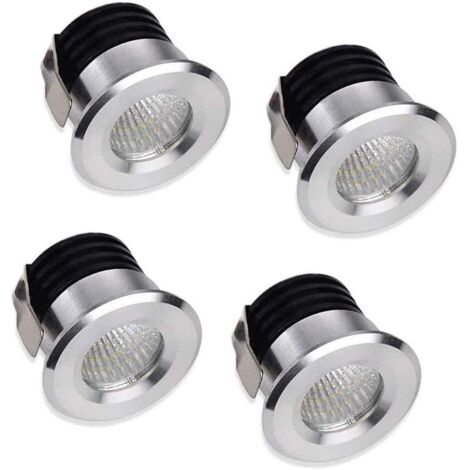ZOLGINAH Lot de 4 mini spots LED encastrables, 3 W, blanc chaud, pour vitrine, station d'intérieur, éclairage de plaque de plâtre, avec transformateur [Classe énergétique A++]