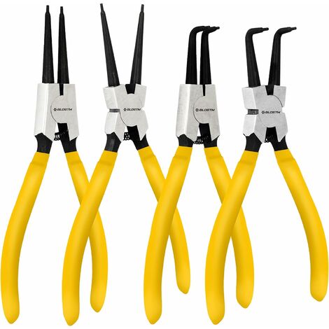 ZOLGINAH Lot de 4 Pince Circlips - Pince à Circlips Interieur et Extérieur de 17,8 cm (7") Droites et Courbées avec Ressorts Durables et Poignées Antidérapantes - Avec un Étui de Rangement
