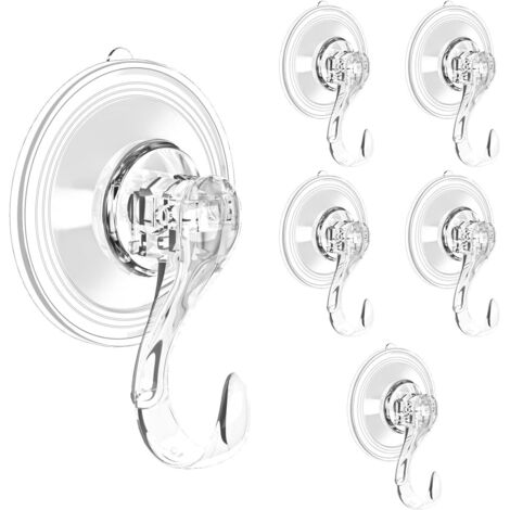 ZOLGINAH  Lot de 6 Crochets à ventouse Dégager À toute épreuve Verre La fenêtre mur Salle de bain Crochet de douche Suspendu Serviette Luffa Couronne Titulaire 3 kg