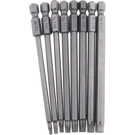 ZOLGINAH Lot de 8 embouts de tournevis Torx 100 mm à tige hexagonale T8 T10 T15 T20 T25 T27 T30 T40 pour outils électriques