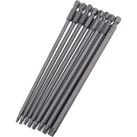 ZOLGINAH Lot de 8 embouts de tournevis Torx extra longs T8 T10 T15 T20 T25 T27 T30 T40 pour tournevis éectrique manuel