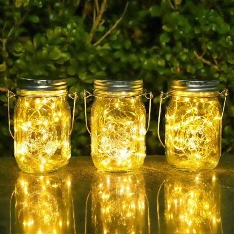 ZOLGINAH Lumière de Jardin Solaire - Pack de 1 Lanterne Solaire Extérieur 20 LED Imperméable à L'eau Mason Jar Lumières Jardin Lampes Décoratives pour la Noël Mariage Terrasse Jardin (Blanc Chaud)