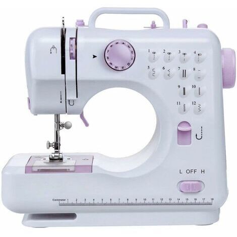 ZOLGINAH Machine à coudre multifonctionnelle à 12 aiguilles Machine à coudre domestique Machine à coudre électrique Machine à coudre portable Double fil Couture inversée Deux vitesses