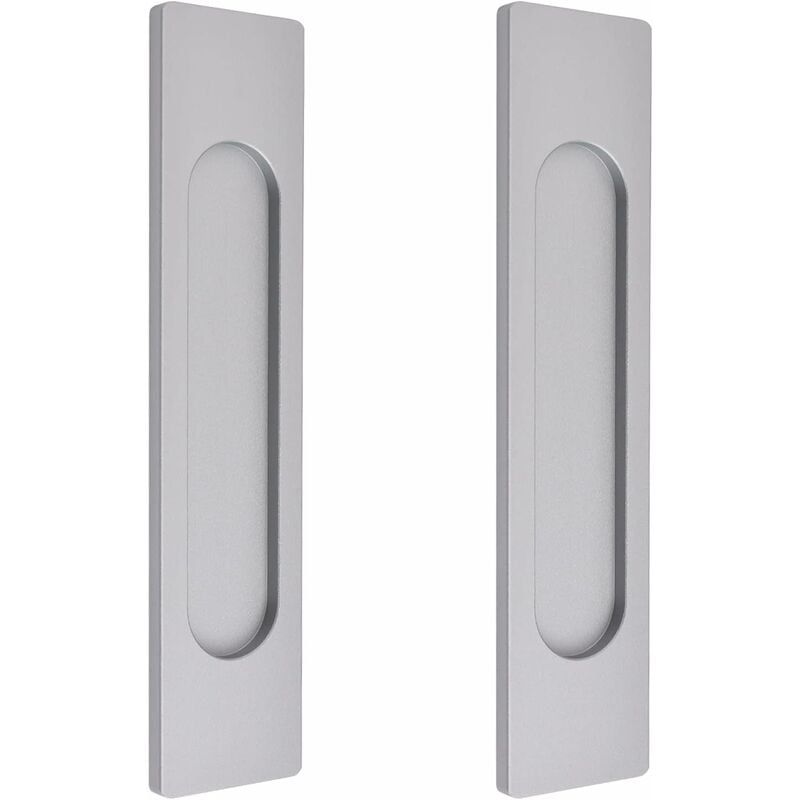 Image of Maniglie per porte scorrevoli ovali autoadesive, 2 maniglie in lega di alluminio grigio opaco per porte scorrevoli, finestre e armadi - Zolginah