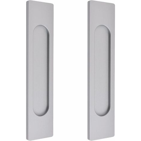 ZOLGINAH Manijas ovaladas autoadhesivas para puertas corredizas, 2 manijas de aleación de aluminio gris mate para puertas corredizas, ventanas y gabinetes