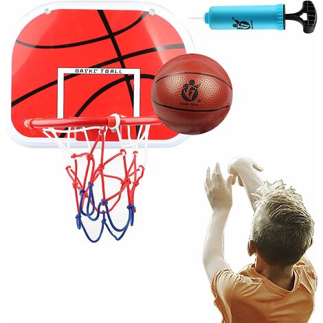 ZOLGINAH Mini aro de baloncesto para interiores con bola y bomba de baloncesto, aro de baloncesto montado en la pared, para la oficina del dormitorio de los niños (2 balones de baloncesto)
