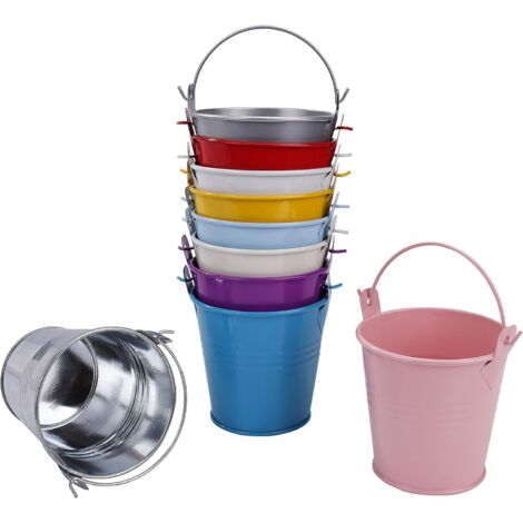 ZOLGINAH Mini Seau Métal Coloré Verni Bonbonnière Dragée pour Déco de Mariage Baptême Fêtes ou Plante 10Pack/ 7.5cm de Hauteur pour Boîte de Bonbons, Bougies Votives, Bibelots, Conteneur de Jardin Pot